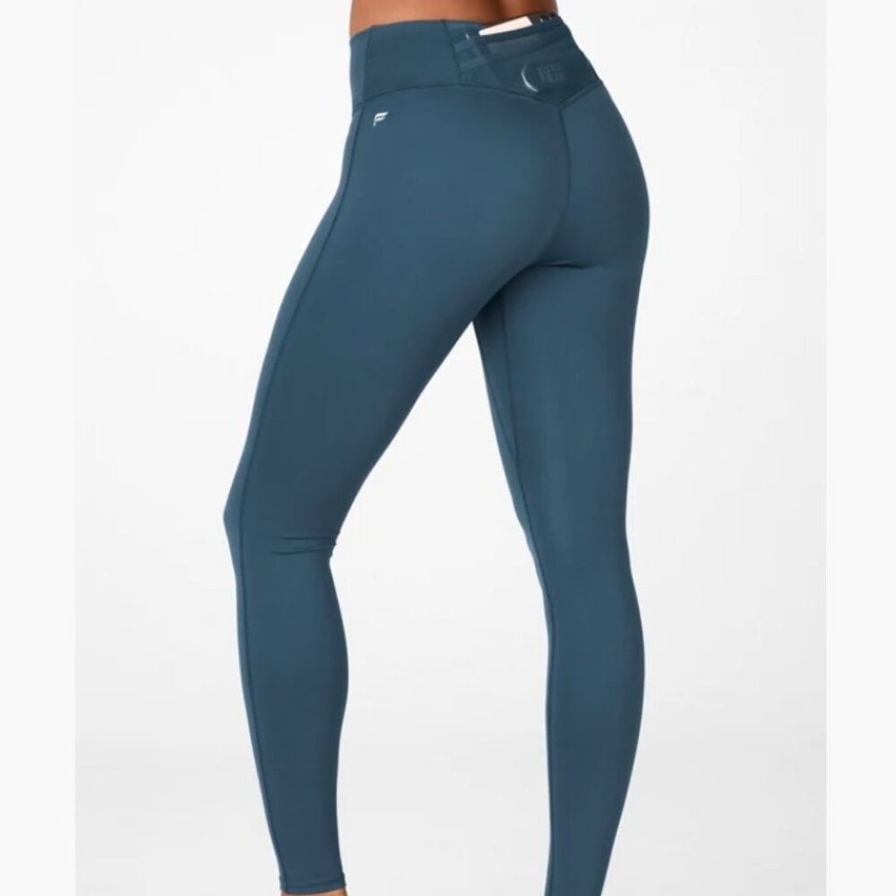 Fabletics NWT Trinity High-Waisted Utility Legging short L 10 in Midnight Teal